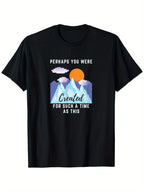 Inspirational 'Created for a Time Like This' Unisex Cotton T-Shirt – Short Sleeve, Crew Neck, Geometric Mountain & Sun Design, All-Season Wear, Sizes S-XXXL, Allseason Apparel | Geometric Print Tee | 100% Cotton Tee