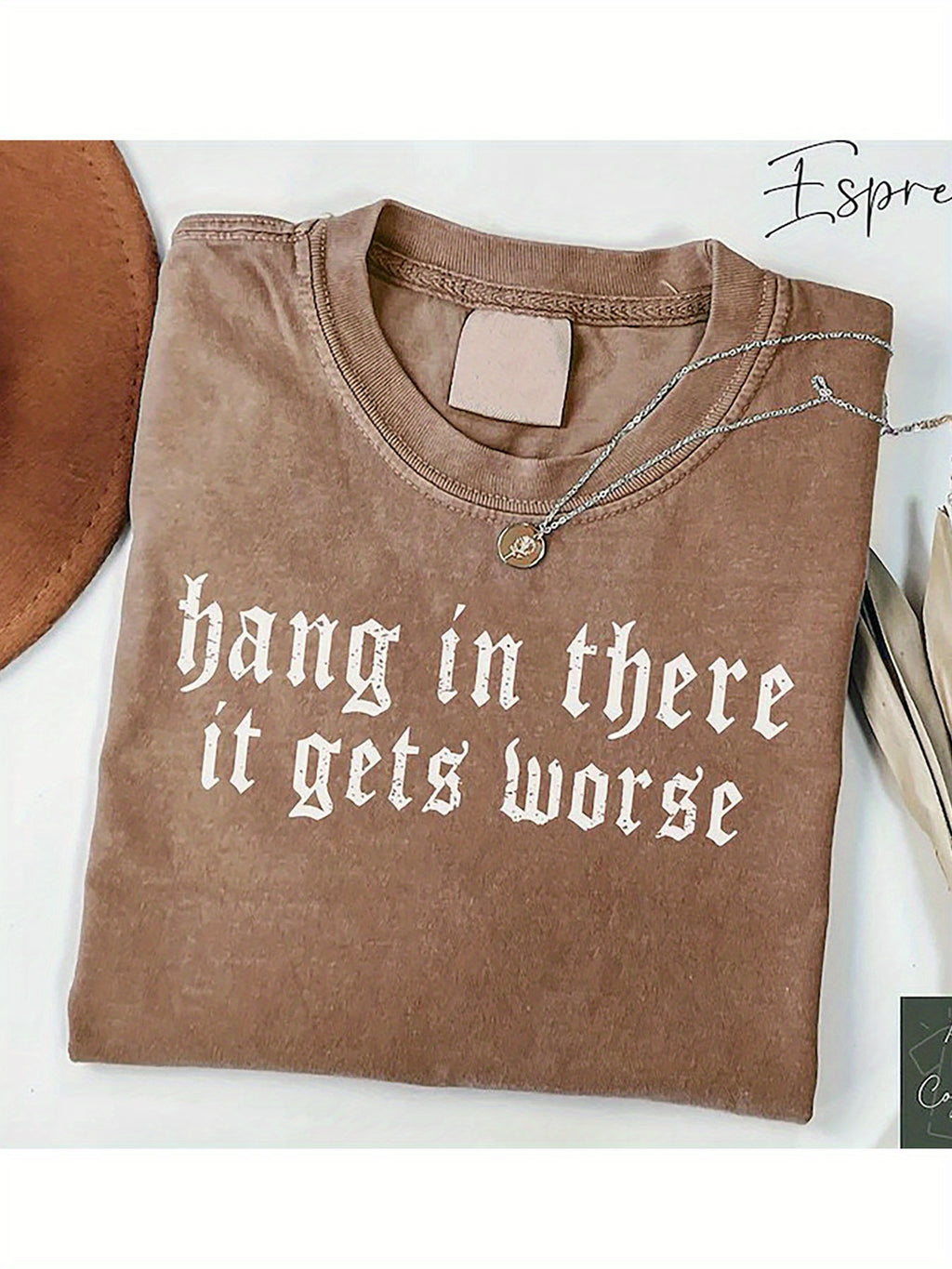 230g Washable, Hold On, It Gets Worse Print | Premium Batik Retro Fashion Brand Men'S T-Shirt, Crew Neck, Casual Style, Perfect for All Seasons, Ideal for Summer and Father'S Day Gift