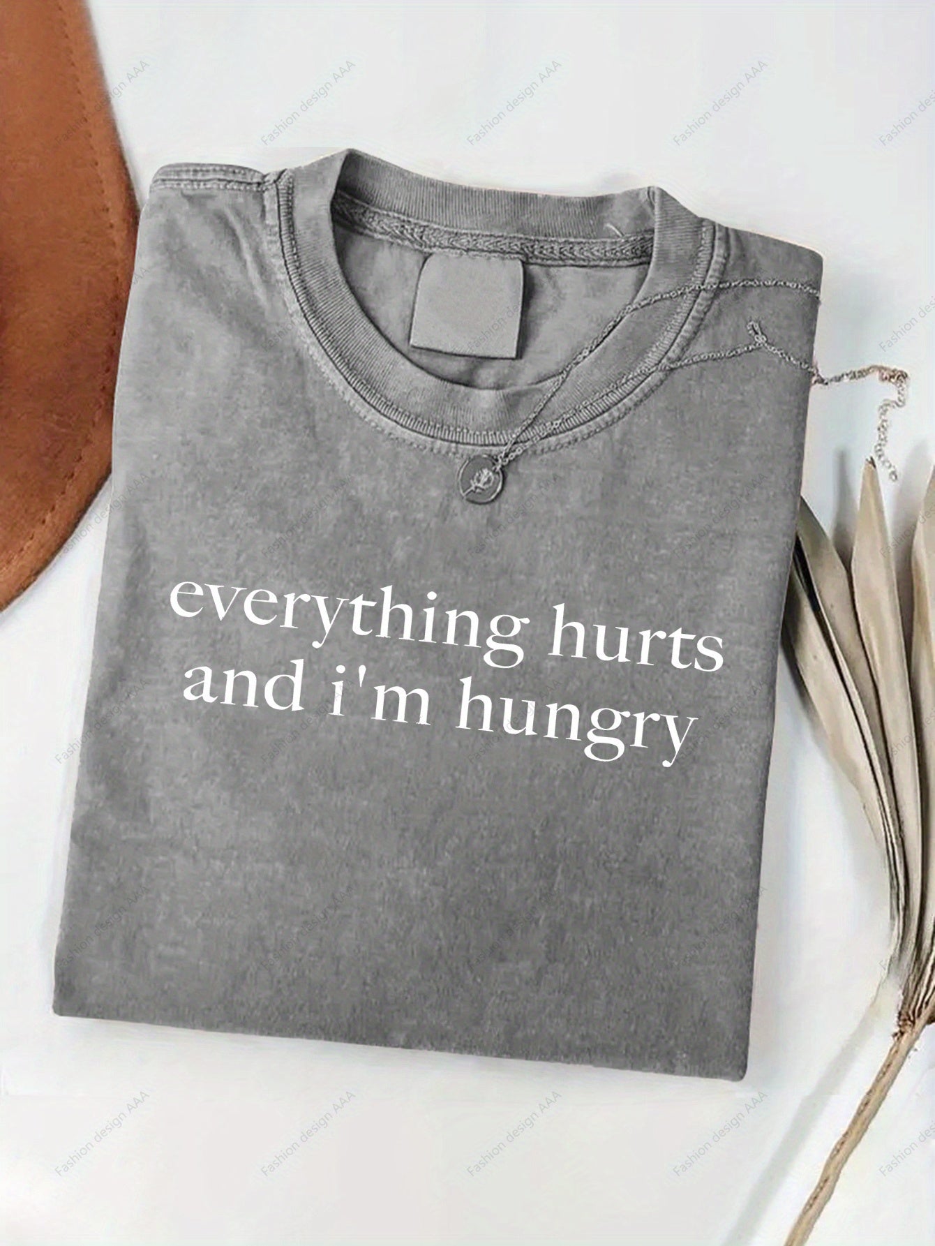 Men'S "Everything Hurts I'm Hungry" Graphic T-Shirt | 230g Pure Vintage Washed, Loose Fit, Breathable Soft Fabric, Crew Neck, Suitable for Summer Outdoor Sports and Casual Wear