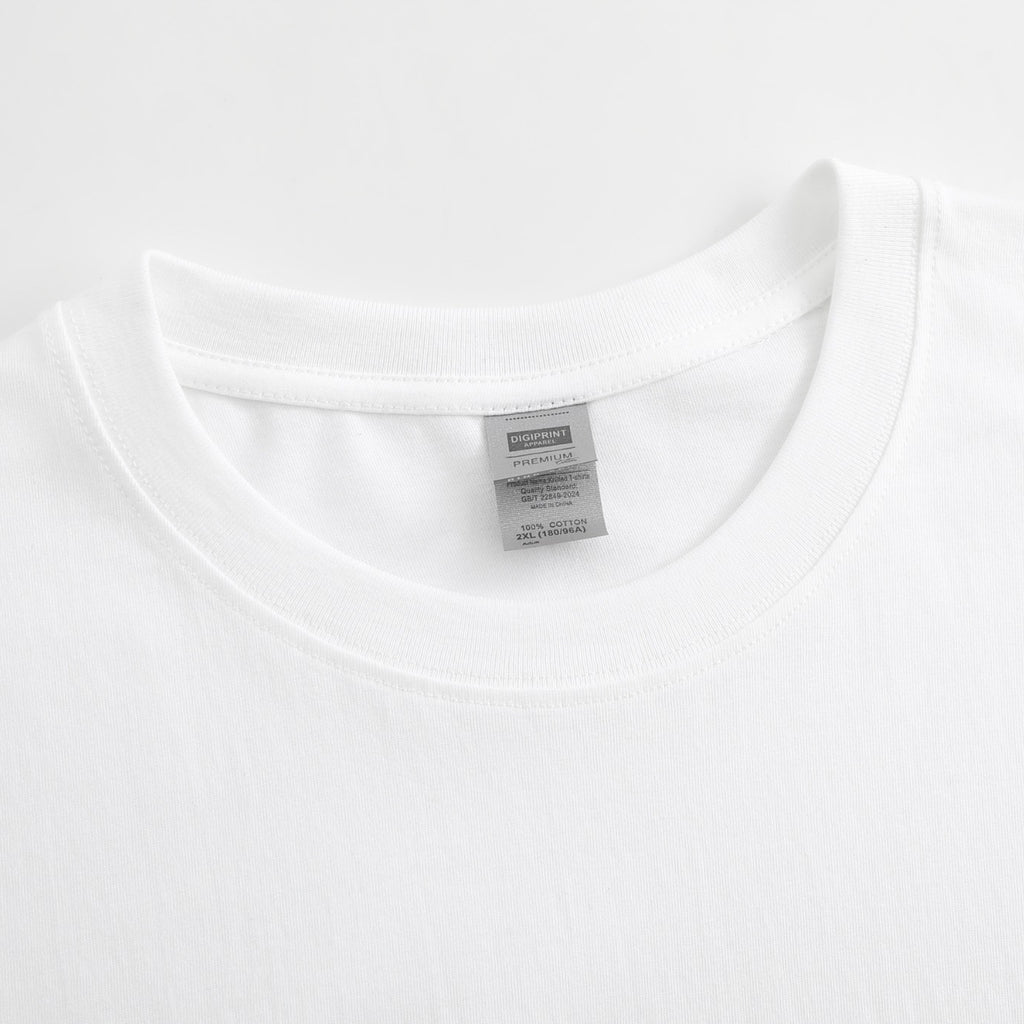Men's white pure cotton crew-neck T-shirt—a versatile wardrobe essential.