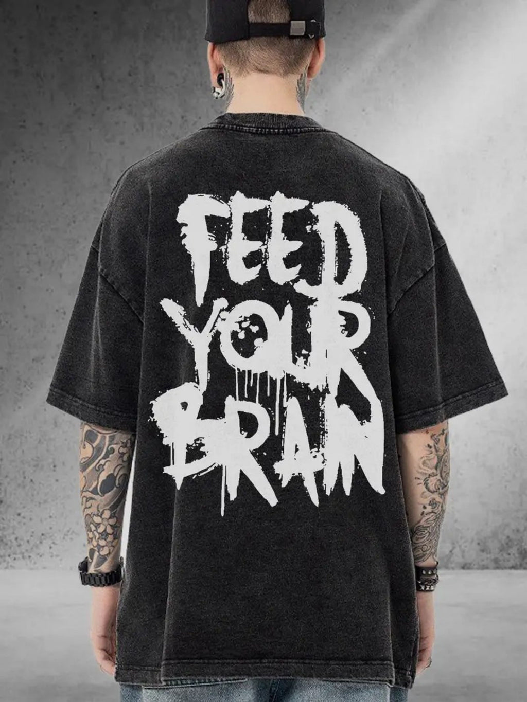 Men'S Vintage Washed T-Shirt - with Graphic, Loose Fit Streetwear Tee for Everyday & Formal Outfits - All-Season Casual Shirt - Retro Urban Style