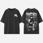 Heavyweight Unisex Vintage-Wash Loose-Fit T-Shirt with "Naruto" Rock Lee Anime Graphic