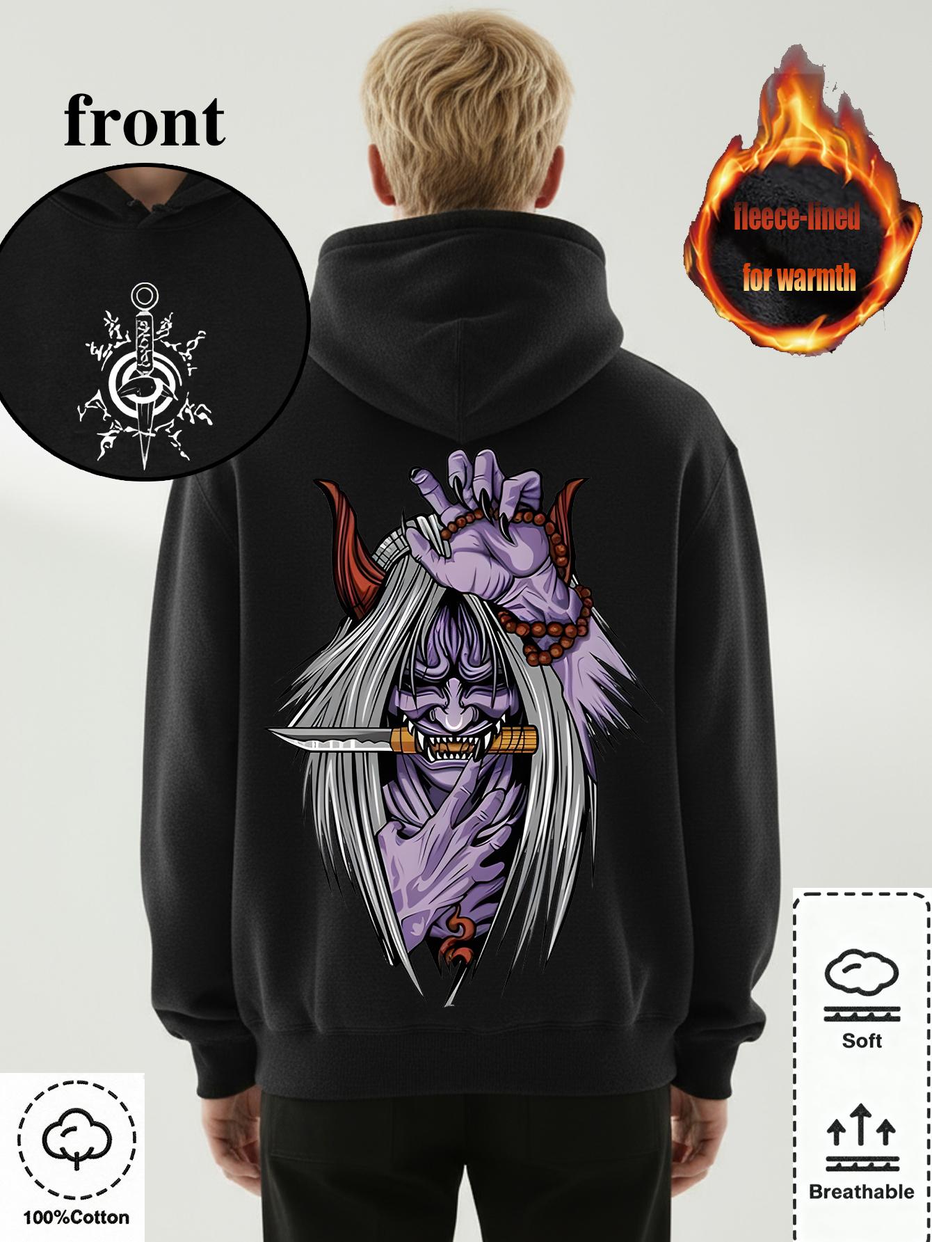 Minato Reaper Death Seal Shinigami anime double-sided printed retro hooded sweatshirt suitable for both men and women, oversized anime manga washed heavyweight cotton T-shirt, anime fan gift, anime enthusiast