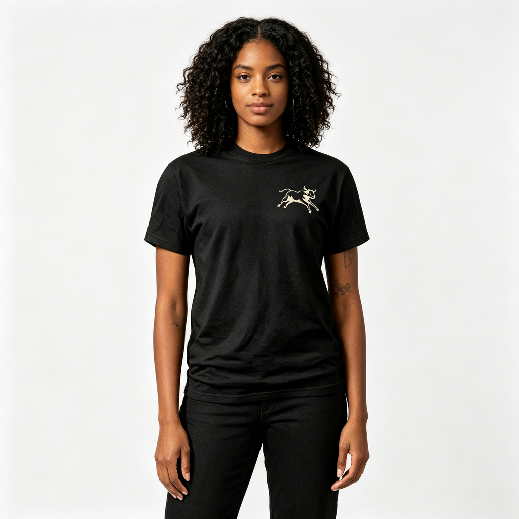 Western Spirit Women's Short-Sleeve Cotton T-Shirt – Double-Sided Print (Playing Cards & Cactus / Vintage Western Style)