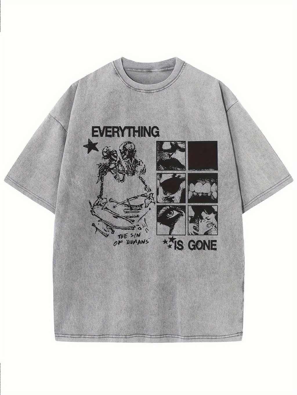 Men'S Oversized Heavy Drop Shoulder T-Shirt | Retro Streetwear, Acid Wash, Unisex, Crew Neck, All-Season