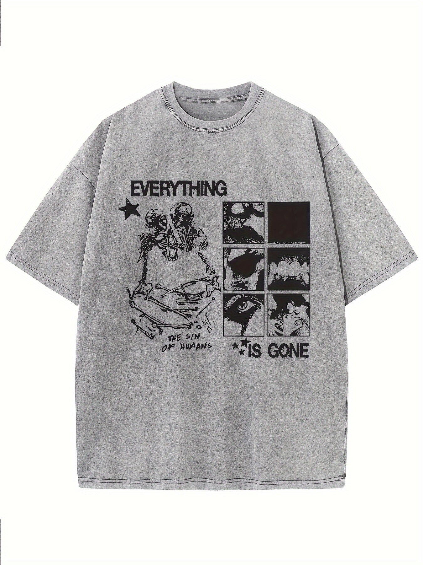 Men'S Oversized Heavy Drop Shoulder T-Shirt | Retro Streetwear, Acid Wash, Unisex, Crew Neck, All-Season