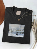 Men's casual 100 Cotton T-shirt 180g pure cotton with letter print fashion T-shirt retro loose short sleeved casual T-shirt pure cotton casual street style casual all year round suitable for wearing