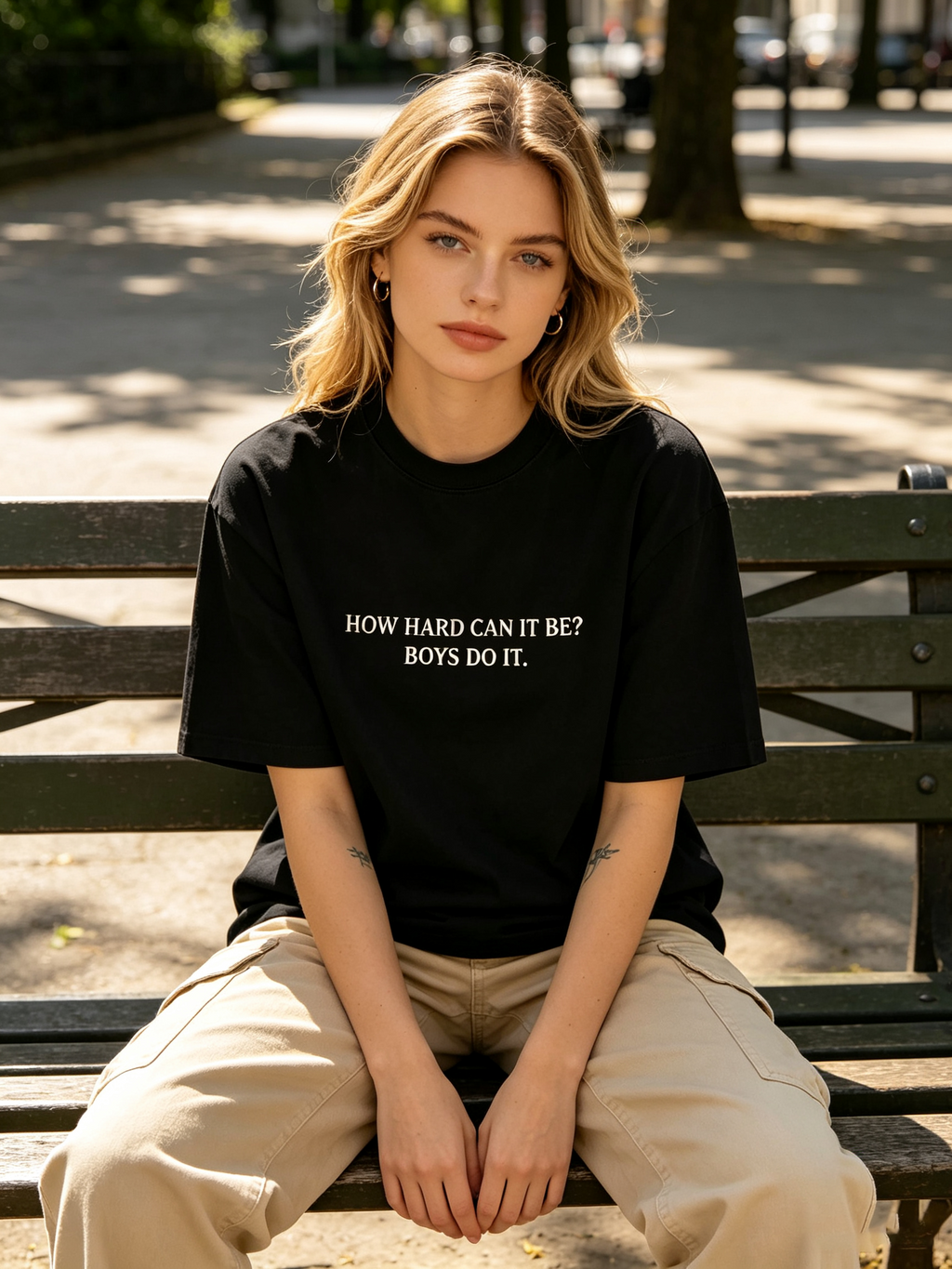 "HOW HARD CAN IT BE" Graphic T-Shirt – Heavyweight Pure Cotton, Minimalist American Style, Oversized & Loose Fit (Women's Trendy Tee)