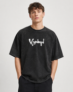 Vintage-Wash Short-Sleeve T-Shirt | "Vagabond" Samurai & Peony Double-Sided Art Print | Unisex Oversized Fit