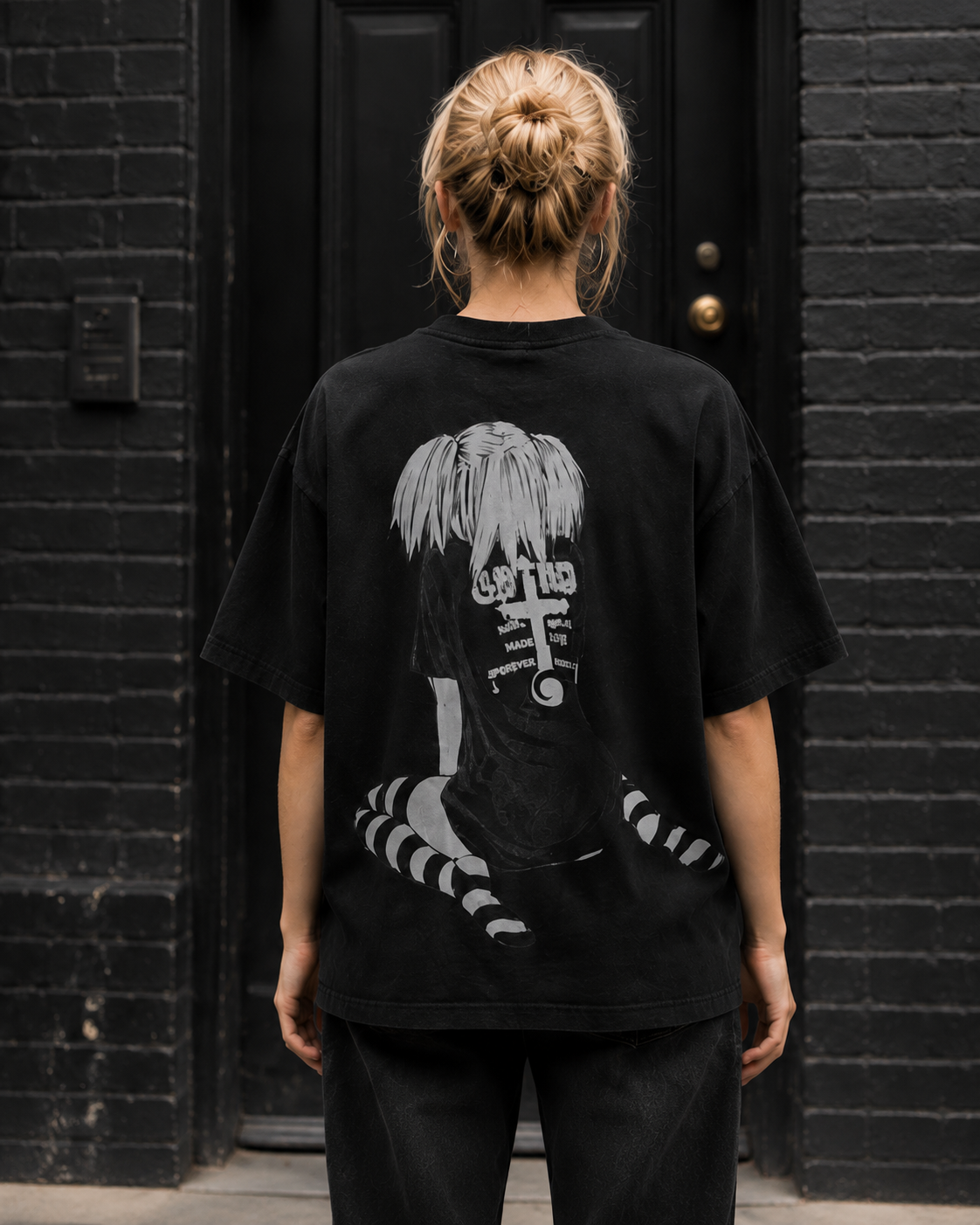 Pure Cotton Double-Sided Anime Print Short-Sleeve T-Shirt – *Death Note* Oversized Street-Style Top for Women