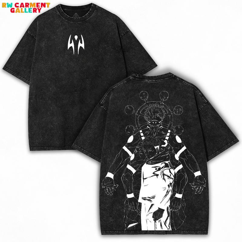 Sukuna x Jujutsu Kaisen Cursed King Form Vintage Washed Oversized Anime Tee Heavyweight Limited Drop