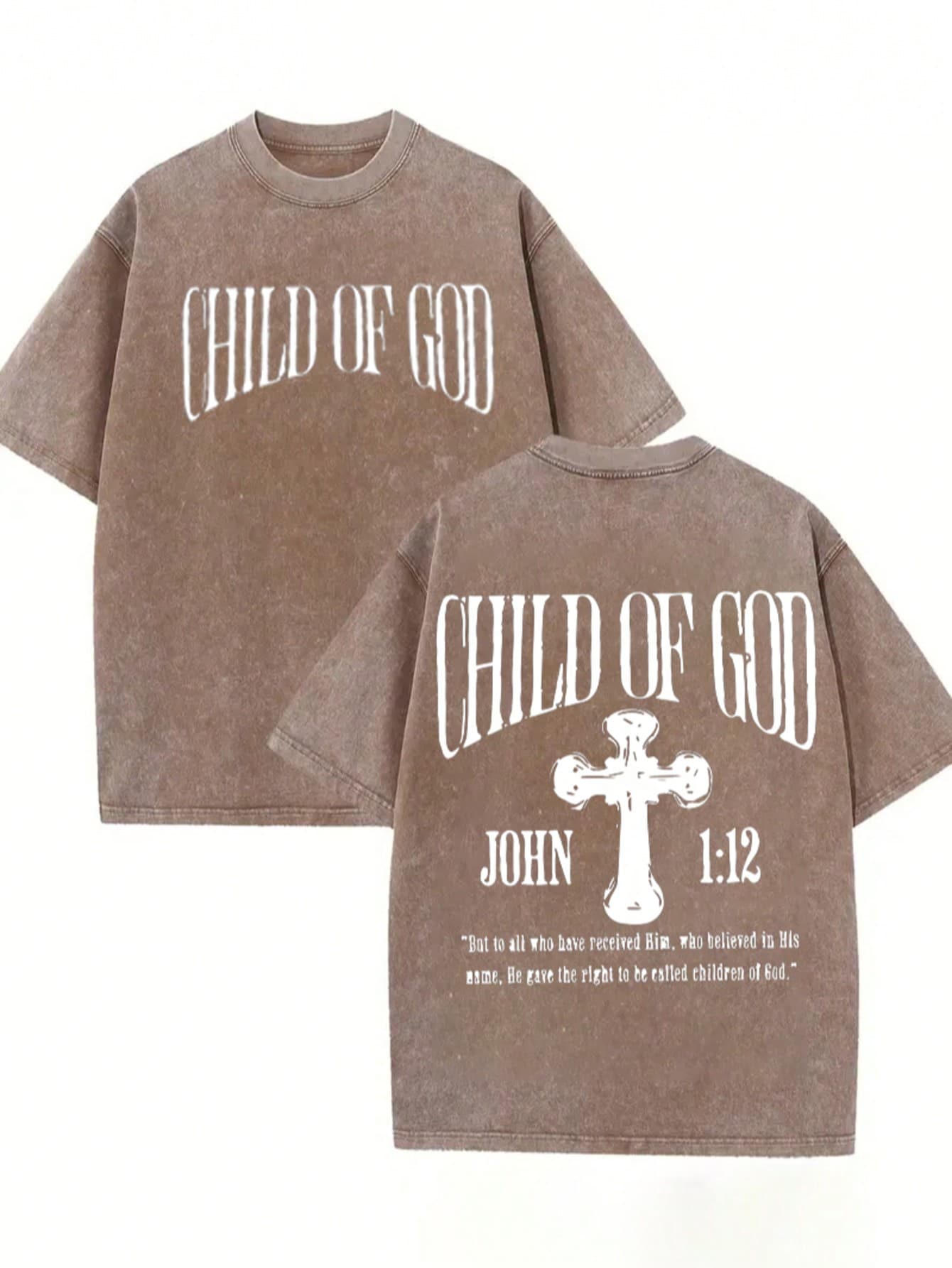 Men's Vintage Religious T-Shirt with Jesus Cross & "Dear Child May God Bless You" Prayer Print - Soft Washed Cotton Loose Fit Casual Tee Suitable for Summer, Back-to- Gifts, Church Events - Multi-Color Options
