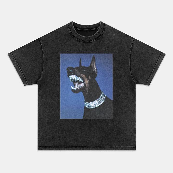 DOBERMAN Retro Street Style Vintage Washed Crew Neck Tee Regular Fit Casual Comfort Breathable Short Sleeve Funny T-shirts for Summer Fashion Men&Women's Top for Daily Wear 072103