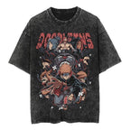 PAIN Anime Retro Street Style Washed Crew Neck Anime T-Shirt,Unisex Fashion Graphic Tee,Streetwear Clothing,Trendy Outfit,Anime lover t-shirt FO600915