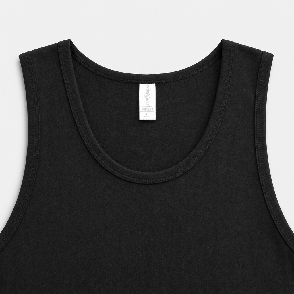 Men's 100% Cotton Black Crew-Neck Tank Top – Casual Sleeveless Sports T-Shirt (Basic Style)