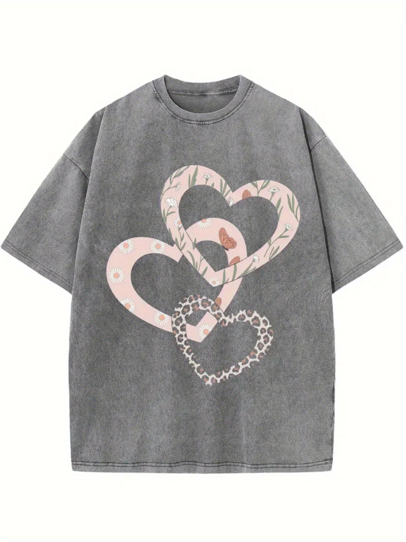 Women's Vintage Distressed Heavy Washed T-Shirt - Soft Breathable Round Neck Short Sleeve Top with Loose Plus Size Fit, Casual Streetwear Blouse for Casual Attire, Machine Washable & Year-Round
