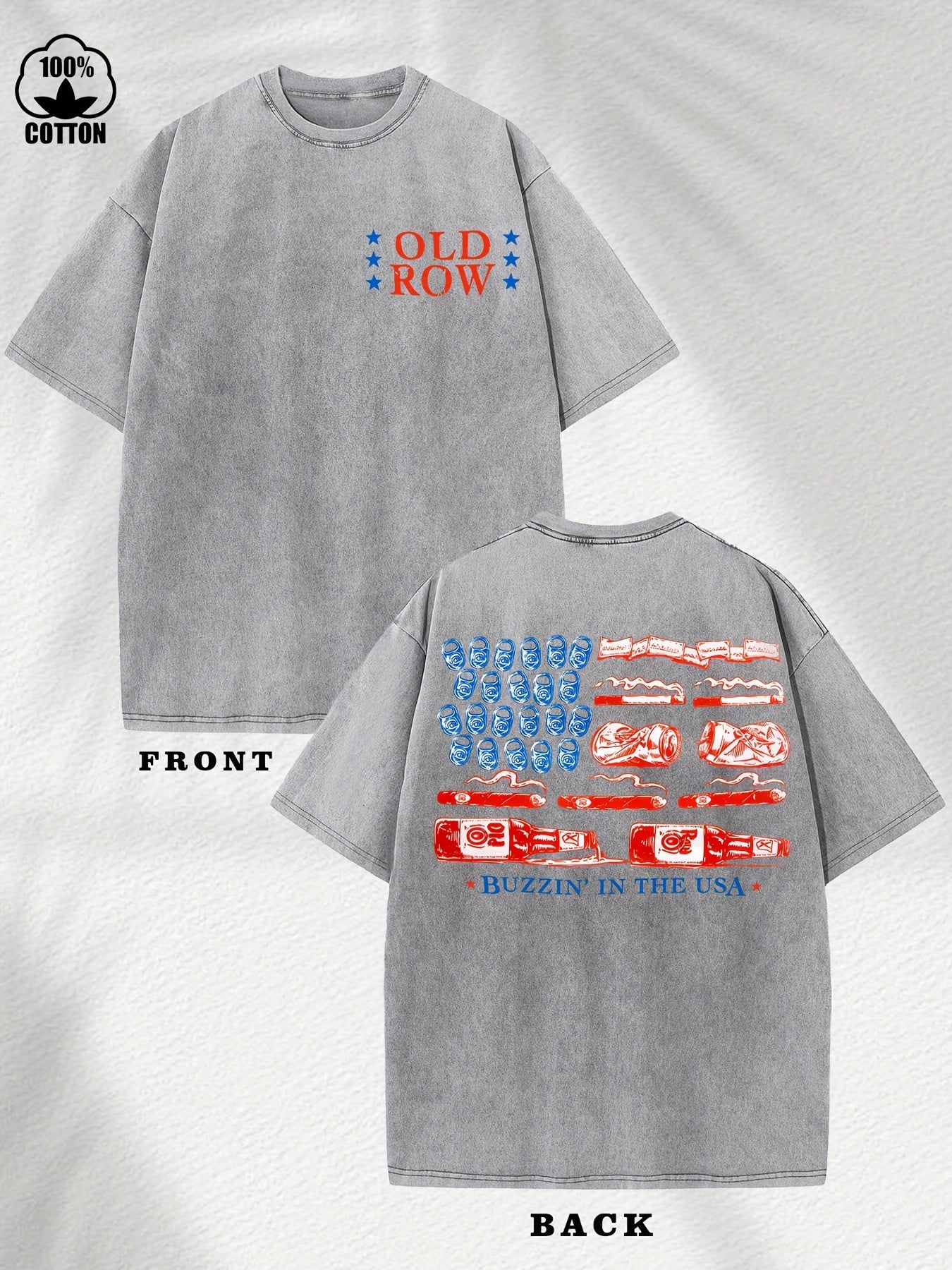 Men'S Heavyweight 230gsm Washed T-Shirt - Vintage Distressed Oversized Casual Tee with Retro 90s Graphic Print (Old Row Lettering & 90s Nostalgia Design) - All-Season Round Neck Short Sleeve Shirt for Casual Attire & Layering - Soft Vintage Texture