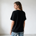 Fun Stickman "OW" Style Graphic Print Pure Cotton T-Shirt – Women's Loose, Oversized Casual Short-Sleeve Tee