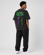 Vintage-Wash Oversized Short-Sleeve T-Shirt | *Cyberpunk: Edgerunners* Neon Color-Block Double-Sided Print – Unisex High-Street Style
