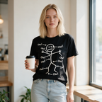 Fun Stickman "OW" Style Graphic Print Pure Cotton T-Shirt – Women's Loose, Oversized Casual Short-Sleeve Tee