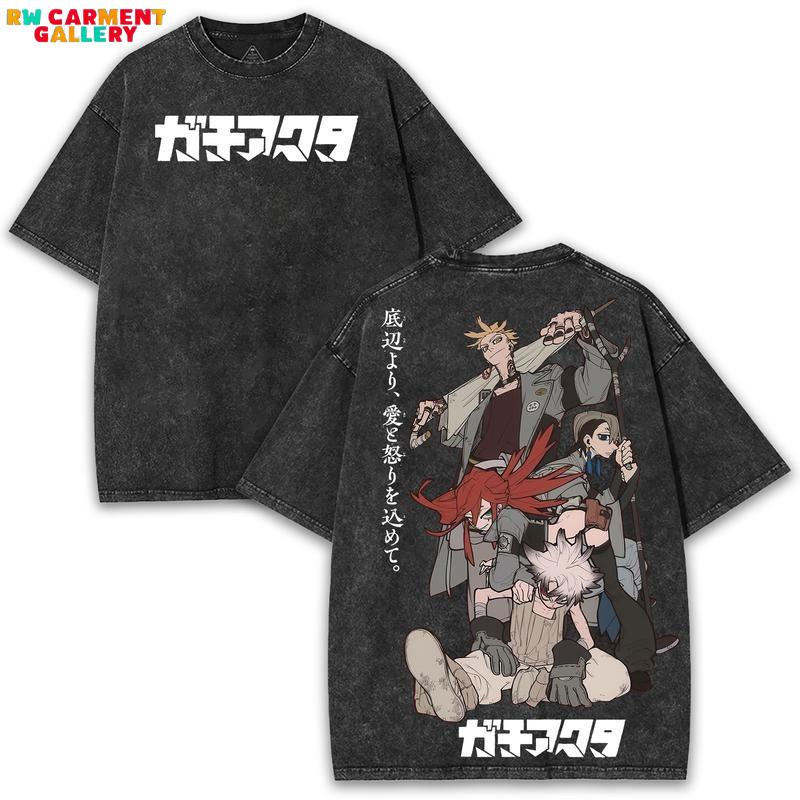 Gachiakuta Manga Rage – Washed Oversized Graphic Tee with Urban Grunge Backprint for Indie Manga Fans