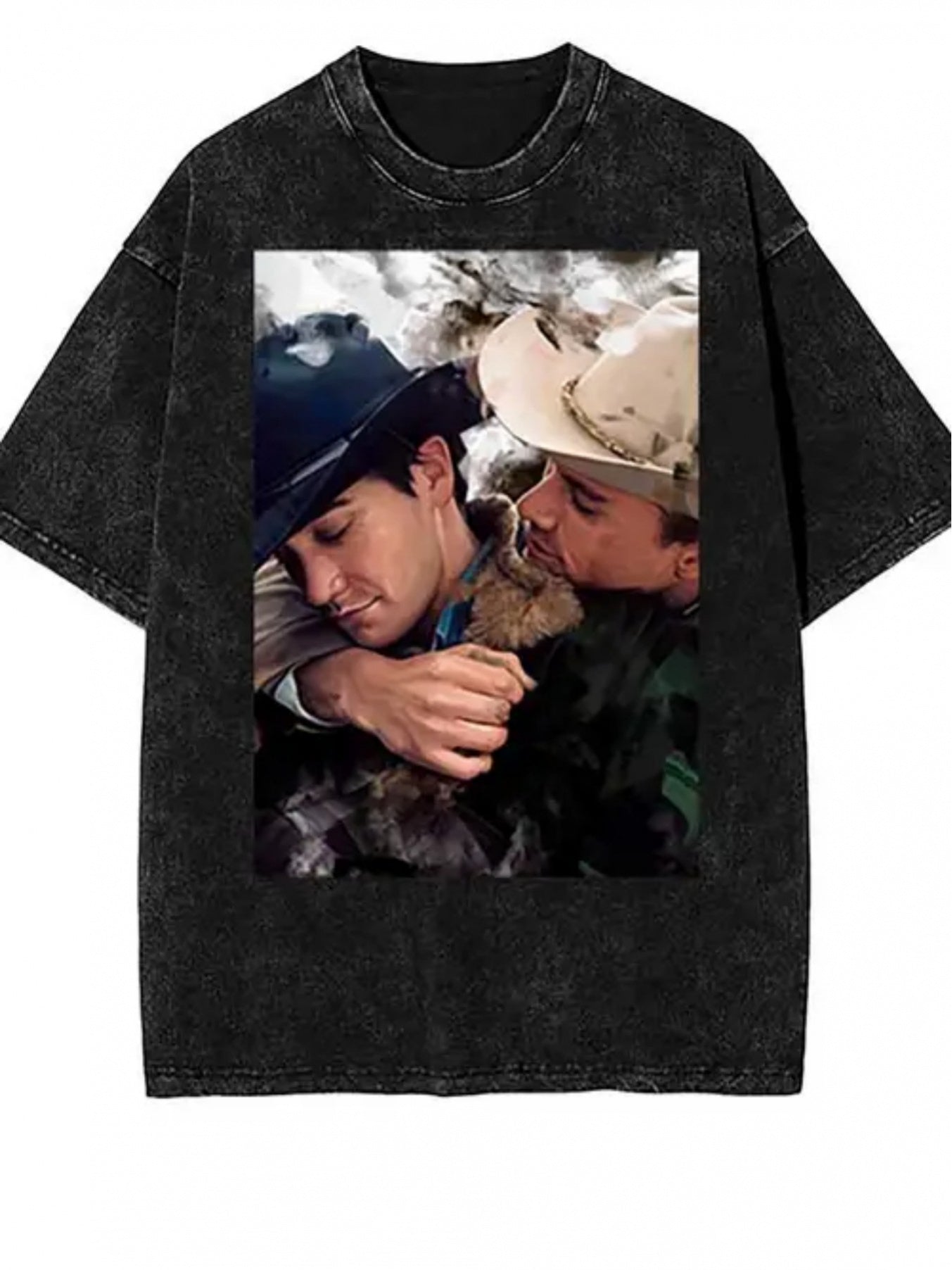 Brokeback Mountain Men'S Short Sleeve Graphic T-Shirt | Old Style Washed Damaged Batik, Thickened, Humorous, Crew Neck, Suitable for Easter, Halloween, Thanksgiving, All-Season Wear.