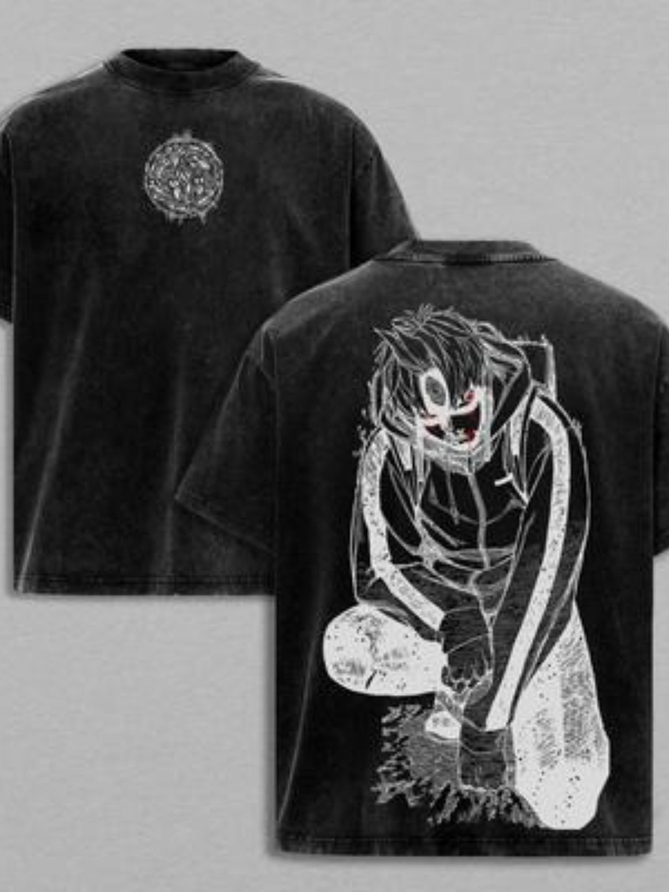 Men'S Heavyweight Washed Anime Manga T-Shirt - Shen Yuanchengji Jiji "Danda Dan" Retro Streetwear Graphic Tee with Japanese Manga Print