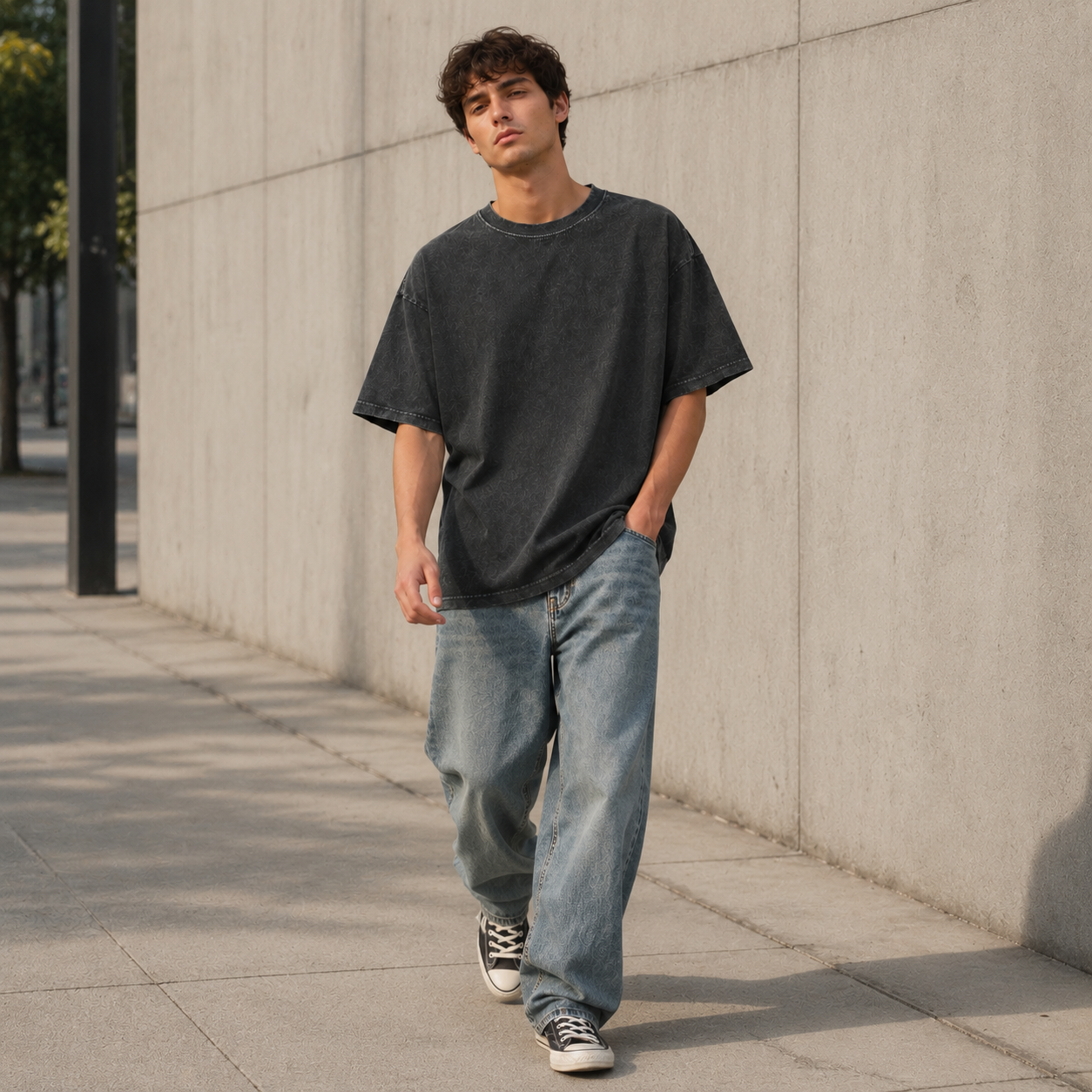 Premium Heavyweight Vintage-Wash T-Shirt | Minimalist Street-Style Loose-Fit Short-Sleeve T-Shirt