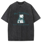 Holafish Acid Washed Shirts Resist ‘My Flabbers Have Been Gasted' Print Oversized Half Short Sleeves Casual Graphic Tee Summer Cotton Womenswear Tops