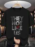Men's 100 Cotton T-shirt 180g pure cotton with creative letter printing short sleeved casual T-shirt round neck T-shirt suitable for travel and top giving gifts to friends