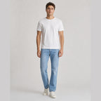 Men's white pure cotton crew-neck T-shirt—a versatile wardrobe essential.