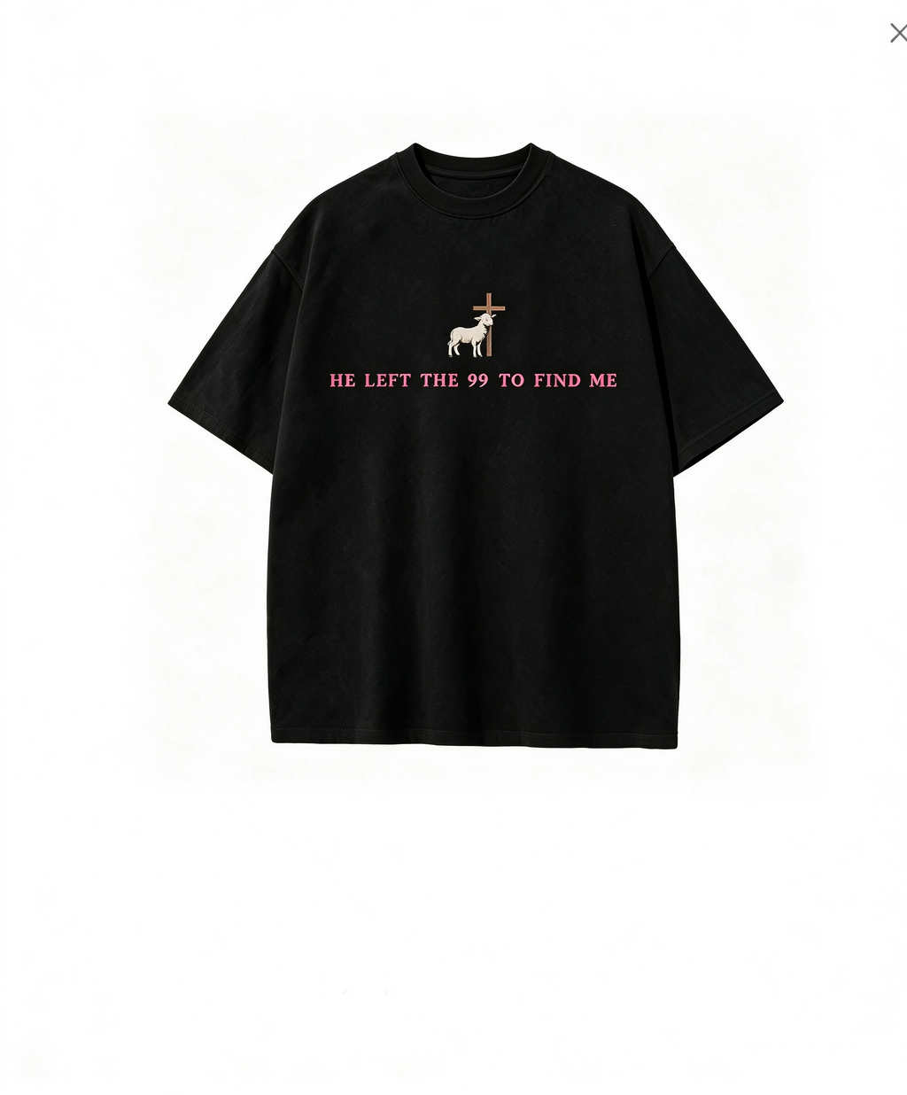 Faith-themed T-shirt with lamb and cross print – American-style loose-fit pure cotton casual short-sleeve tee