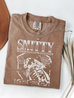 Men'S 230g Heavyweight Vintage Washed T-Shirt - 100% Double-Sided Graphic Print with Smile & Manson Design, Retro Casual Round Neck Tee for Casual Attire, All-Season Fit, Durable Everyday Essential (Fromsberg Manson Collection)