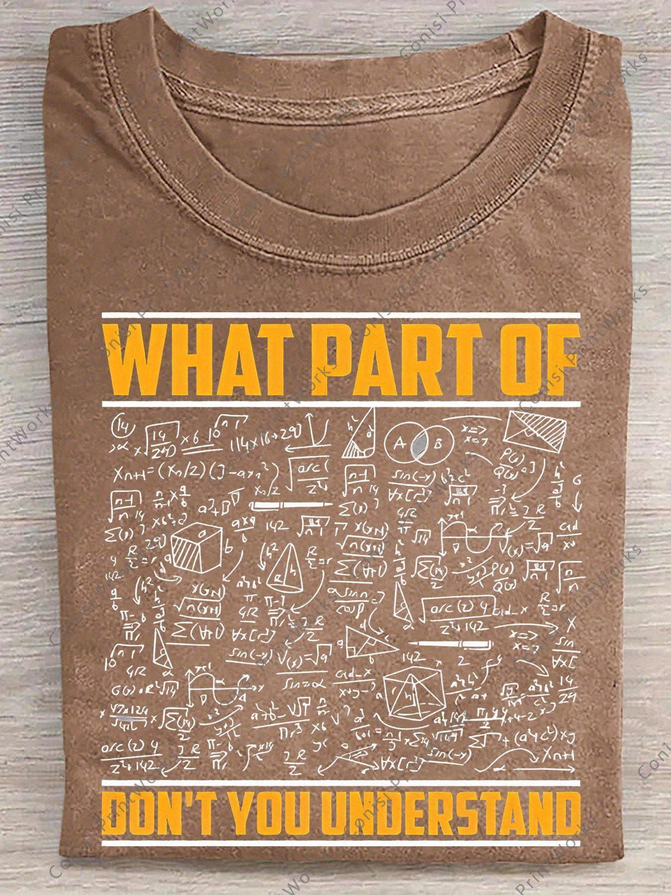 Men's 230g Washed Cotton with Math Equation and "What Part Don't You Understand" Print, Retro Casual Short Sleeve Round Neck Shirt, Suitable for Gym and Outdoor Summer Wear, Machine Washable Holiday Gift, Math Theme Design, Breathable Fabric, Durable