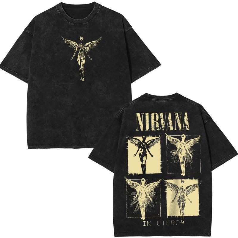 Nirvana Mineral Washed Vintage T-Shirt Movie Series Tee Streetwear Menswear Gift for fans Casual Classic graphic tees men gifts Aesthetic Clothes