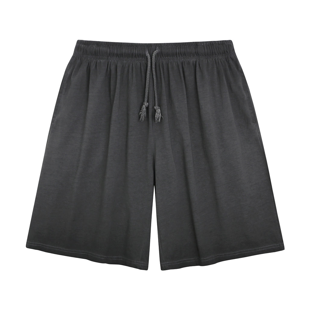 American vintage-style "dirty wash" shorts; distressed, faded, cotton-feel athletic shorts; versatile, casual unisex style.