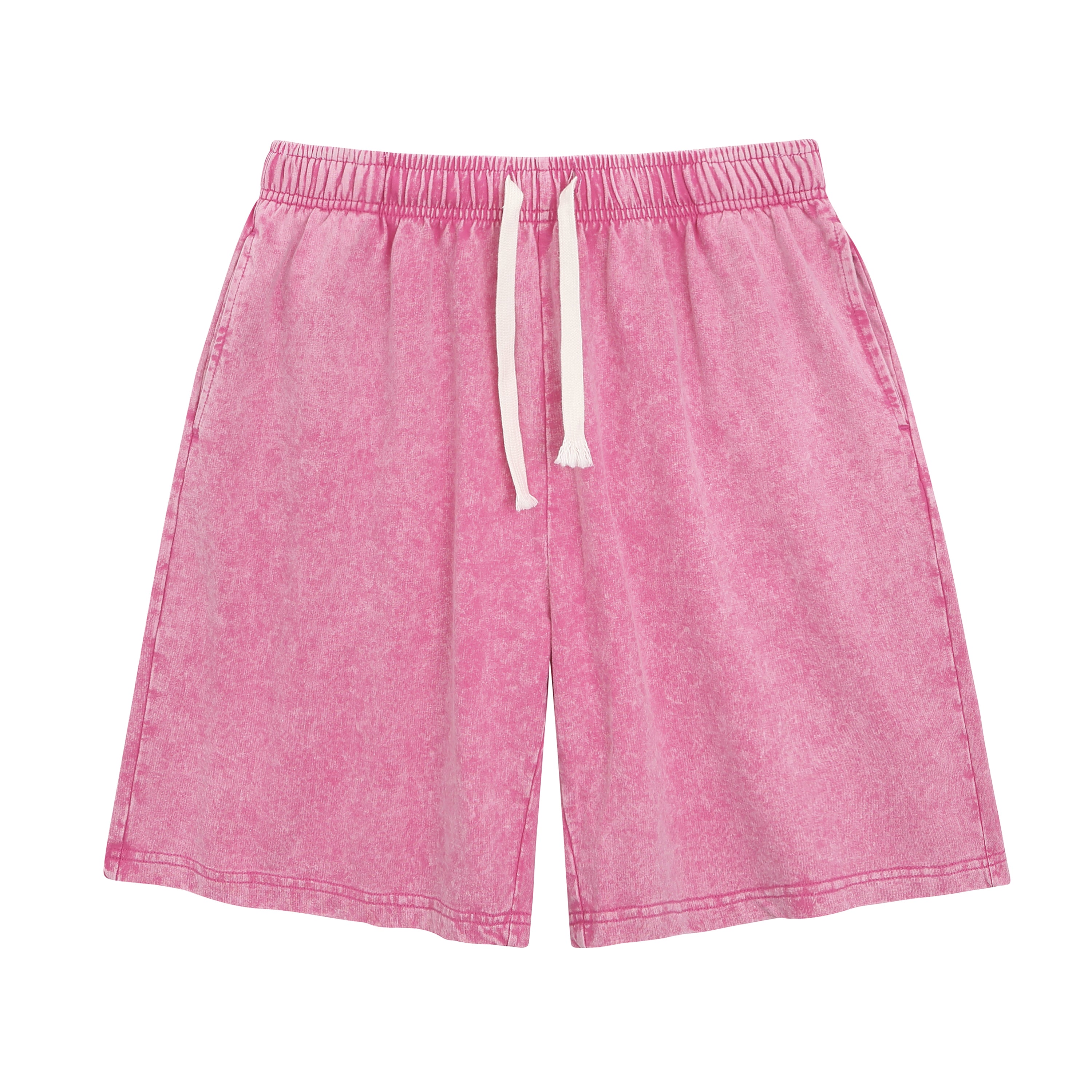 American-style vintage distressed-wash shorts; breathable cotton-blend athletic shorts; versatile, casual unisex style.