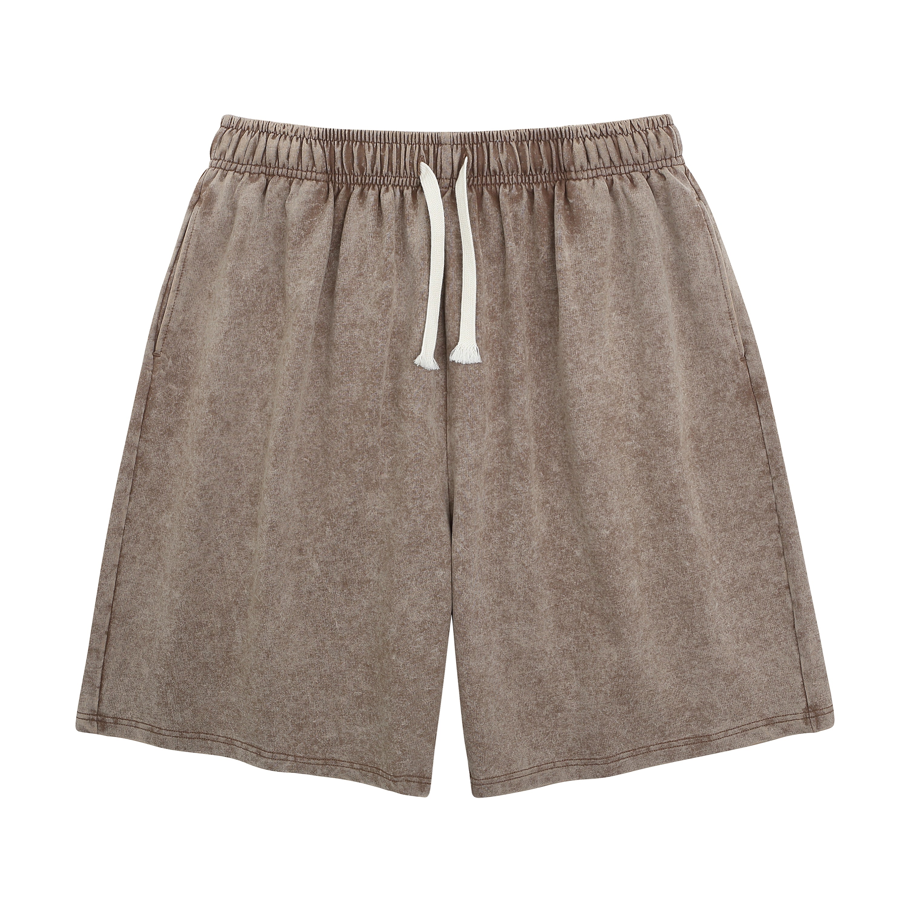 American-style vintage distressed-wash shorts; breathable cotton-blend athletic shorts; versatile, casual unisex style.