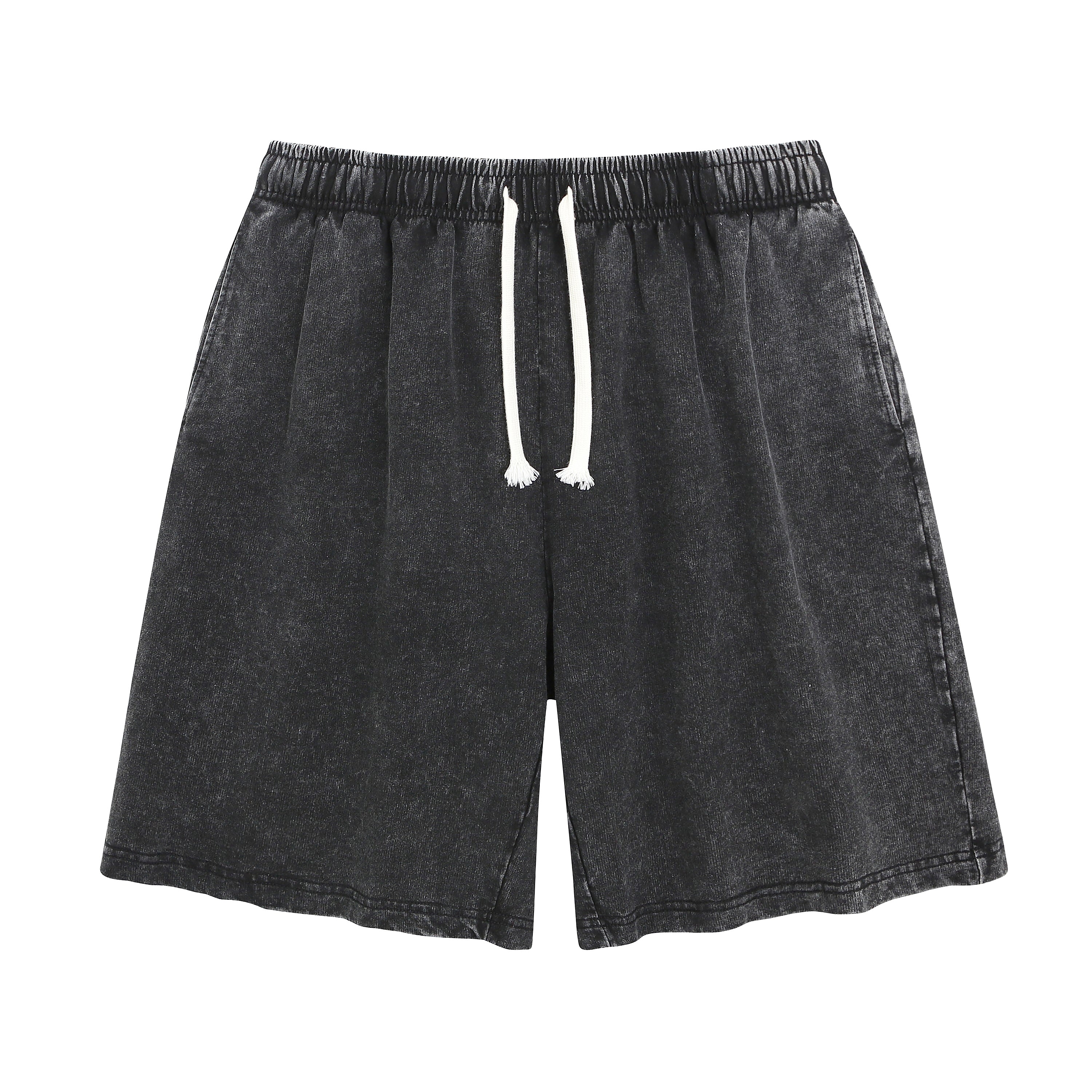 American-style vintage distressed-wash shorts; breathable cotton-blend athletic shorts; versatile, casual unisex style.