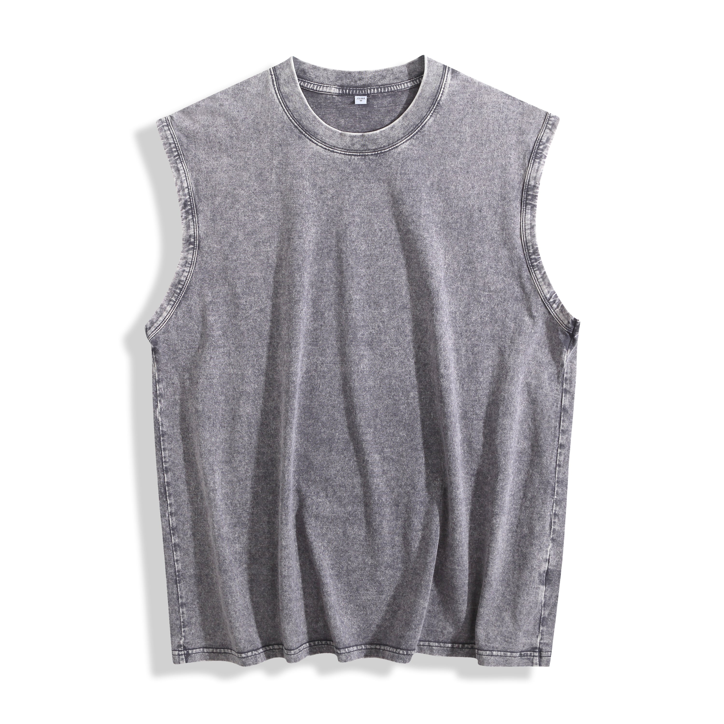 Unisex Washed & Distressed Sleeveless Tank Top – Heavyweight Cotton Vintage-Style Vest – Loose-Fit Versatile Athletic Top