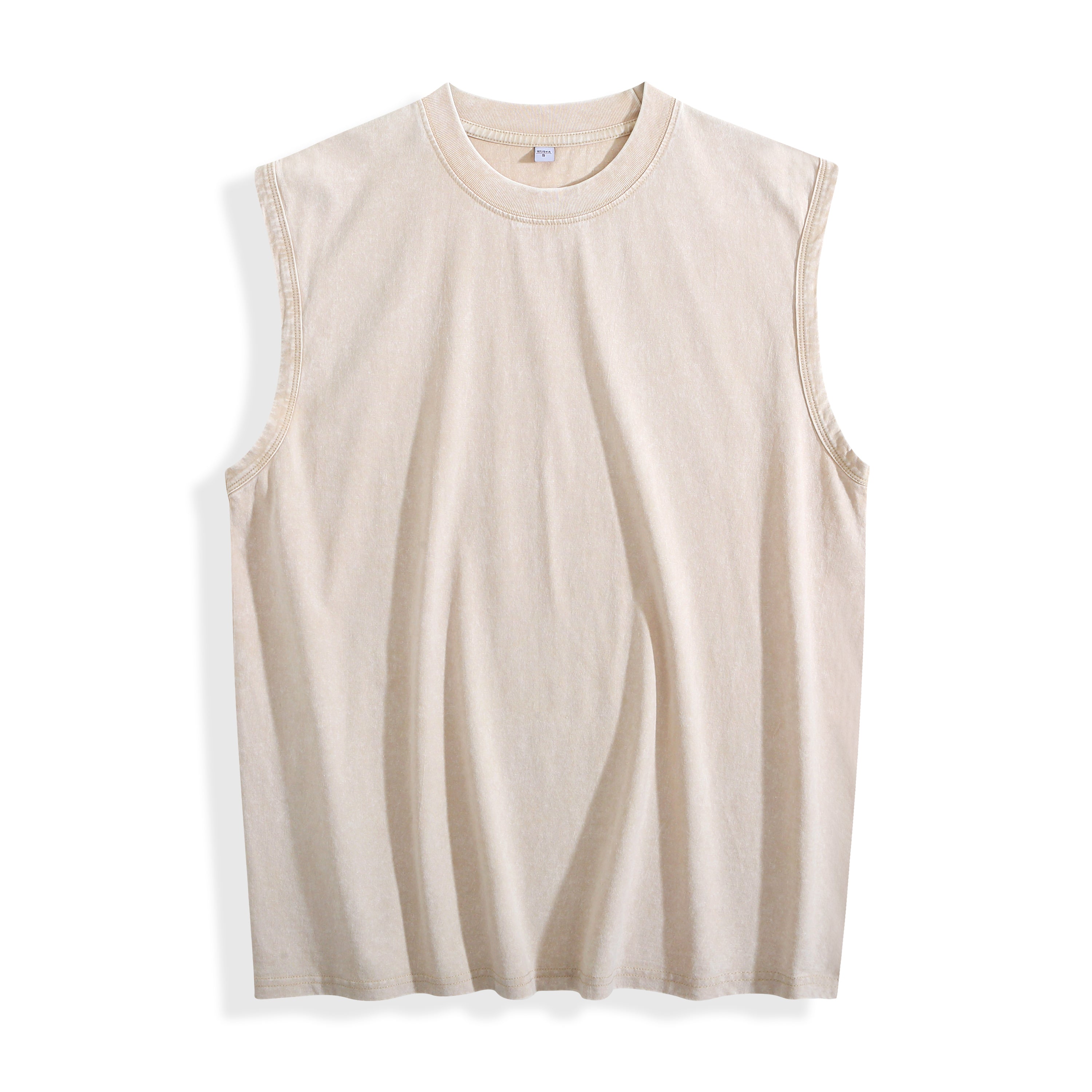 Unisex Washed & Distressed Sleeveless Tank Top – Heavyweight Cotton Vintage-Style Vest – Loose-Fit Versatile Athletic Top