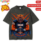 Washed T-shirt Chicago Football Men's T-Shirt women's and men's tops TikTokShop Black Friday