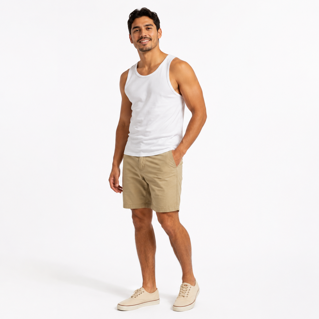 Men's 100% White Cotton Crew-Neck Tank Top – Casual Sleeveless Basic T-Shirt