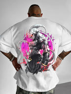Men's casual trend Plus size 5XL 6XL 100 Cotton breathable T-shirt 180g pure cotton with trendy series printing breathable sweat absorbing T-shirt short sleeved machine washable comfortable daily wear suitable for urban style daily wear
