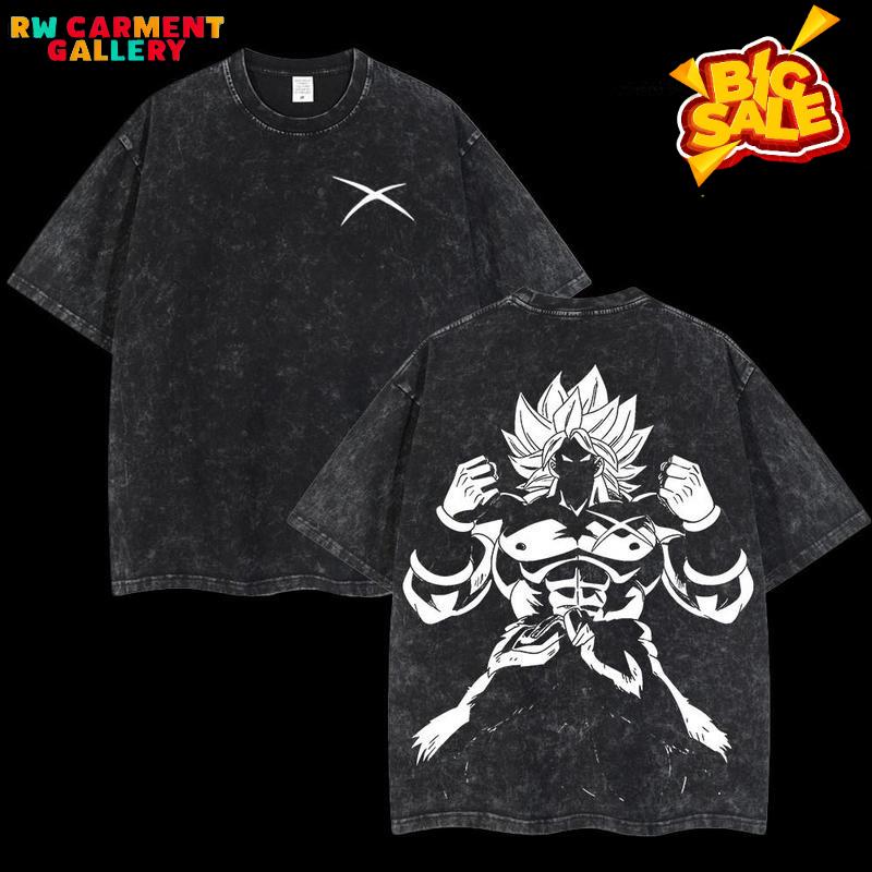 Unisex Dragon Ball "Broly The Legendary Super Saiyan" T-Shirt - Retro Heavy Limited Double Print, Vintage Acid Washed Oversized, Lightweight Cotton Anime Fan Gift TikTokShopBlackFriday