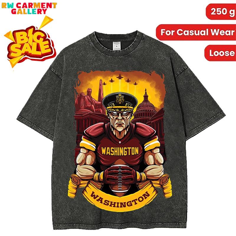Washed T-shirt Washington Football Men's T-Shirt women's and men's tops TikTokShop Black Friday