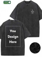 Retro washed high-quality cotton double-sided printed T-shirt, men's T-shirt, retro summer outfit, off shoulder sleeves, round neck top, short sleeved shirt (customized pattern, please contact customer service)