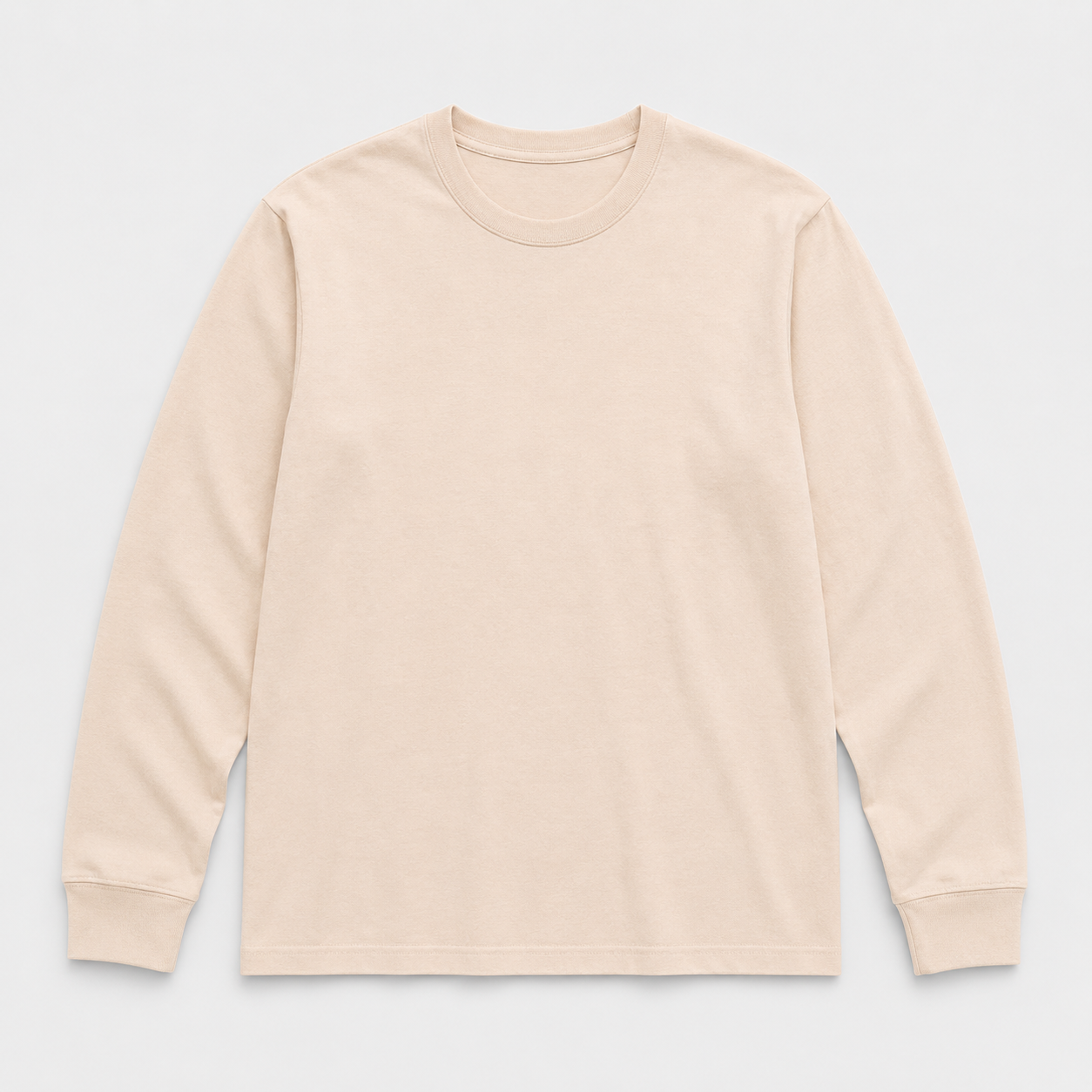 Heavyweight Pure Cotton Men's Long-Sleeve Crew Neck – Soft, Shape-Retaining, Classic & Versatile Casual Top