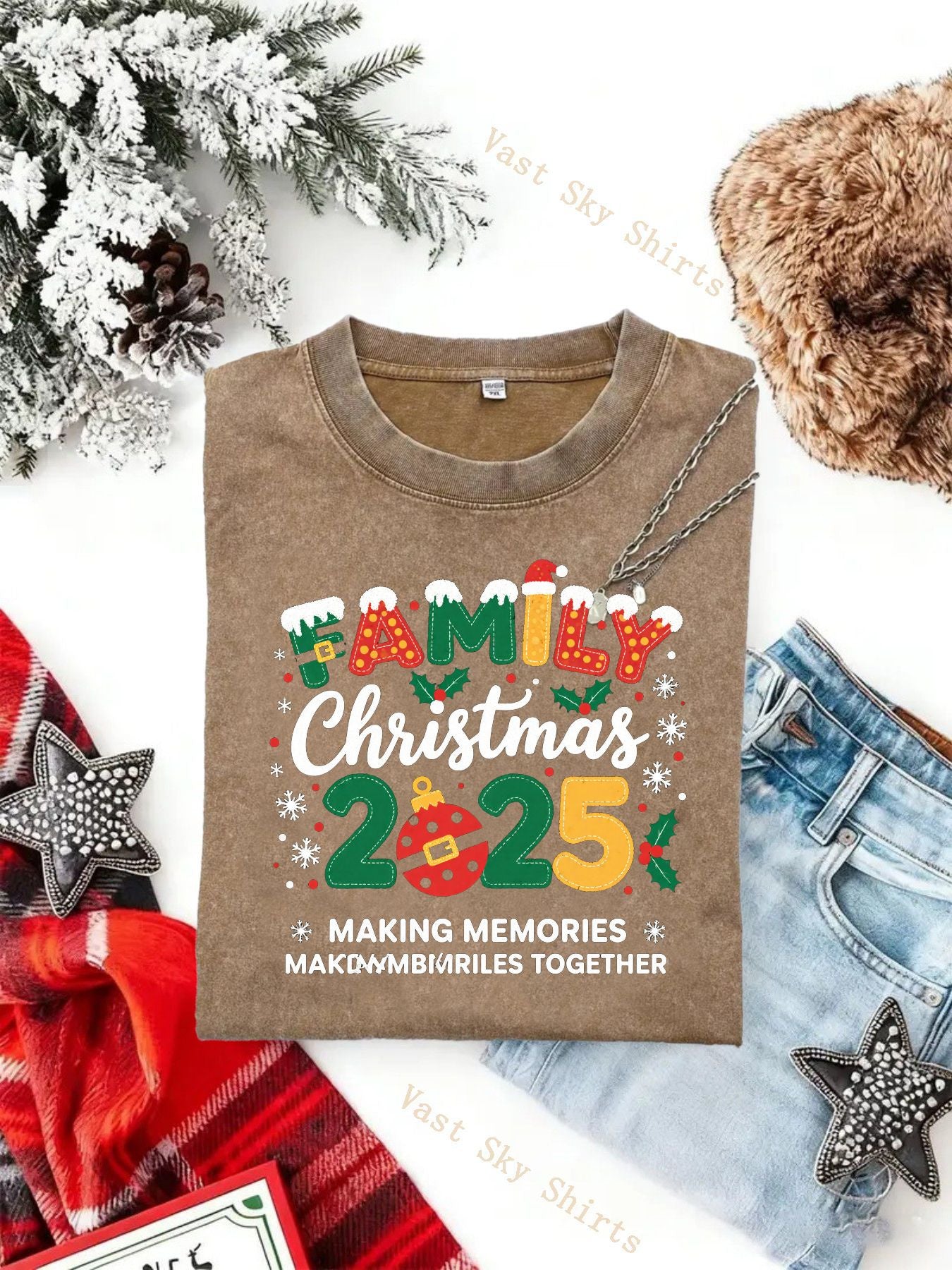 Men's & Women's All-Cotton Bohemian Retro T-Shirt - Vintage Washed Soft Crew Neck Short Sleeve Top, Nostalgic 2025 Christmas Gift, Casual Year-Round Wear, Machine Washable (Unisex)