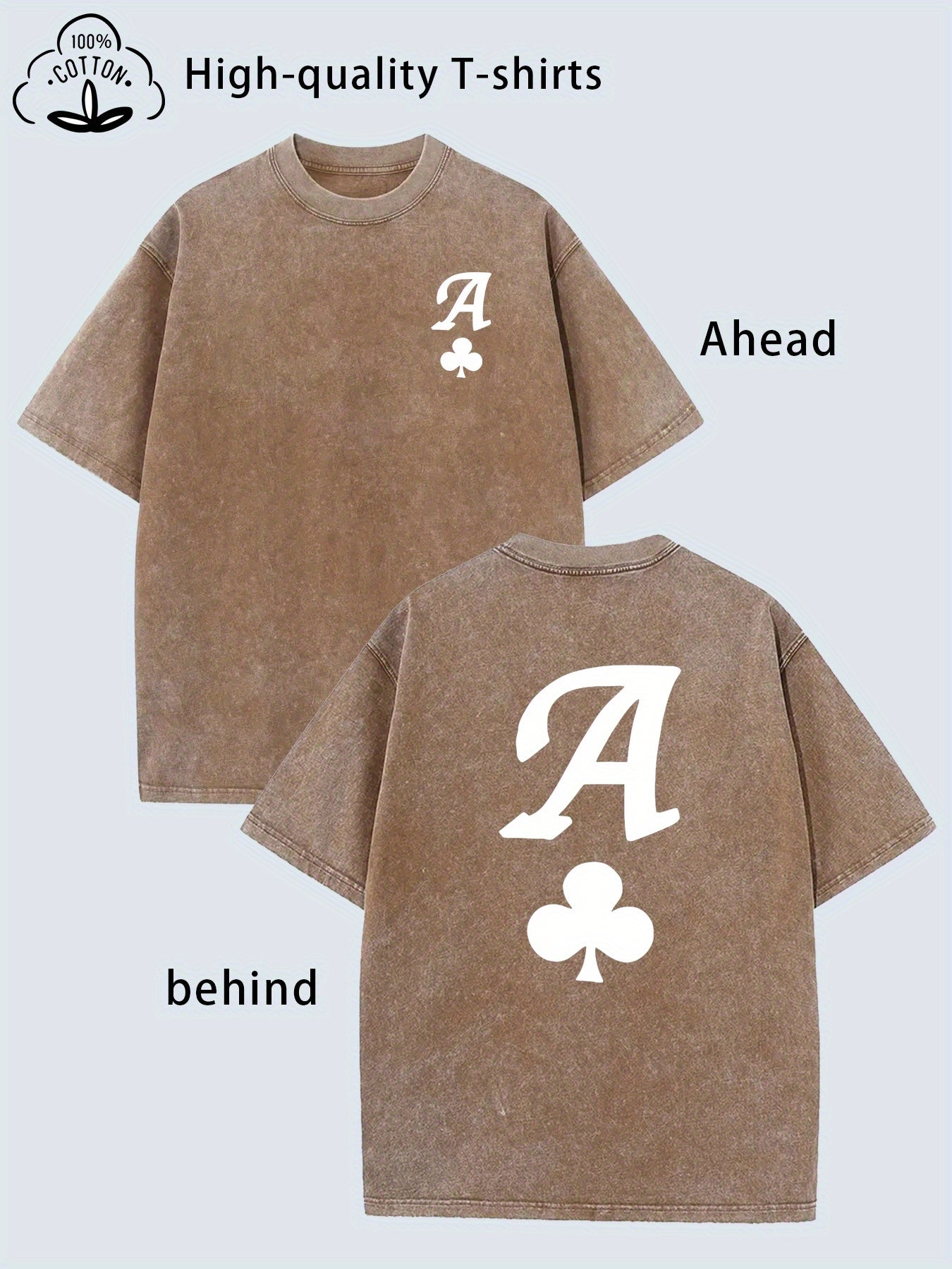 Men's Vintage Distressed Heavy Washed T-Shirt - Oversized Streetwear Tee with Front/Back Geometric Print, Soft Breathable Fabric, Plus Size Short Sleeve Shirt for all-Season Casual Wear